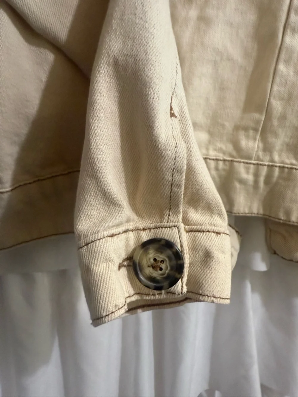 Free People Cream Denim Utility Jacket - Picture 10 of 10